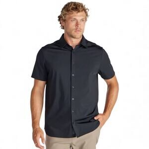 BYLT Mens Black Short Sleeve Button Down Size XXL Executive Fit Stretch 2.0